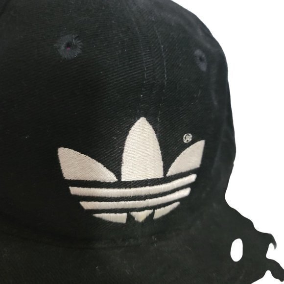 VTG Adidas Trefoil Snapback Hat Adjustable Black Blockhead‎ Logo - Picture 2 of 7